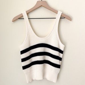 The Upside Valley Ophelia Knit Top, Size Small , Black/Navy and Cream/White